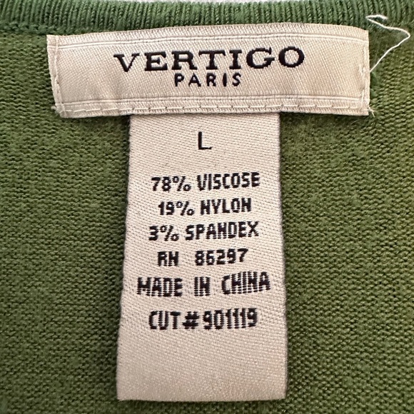Vertigo Paris Green Sleeveless Knit Top - Size L Lightweight Office Career - Picture 5 of 5